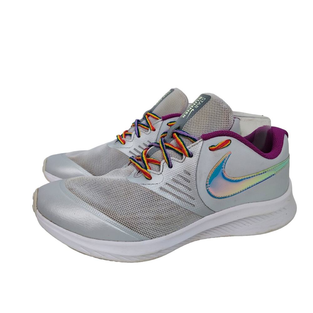 NIKE Shoes Star Runner Rainbow Laces Holographic CW3294-001 Size 5 Y or 7 Women